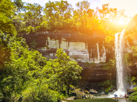 Beautiful waterfalls and sunsetsの写真素材