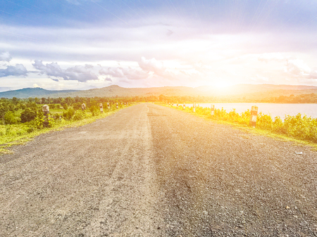 Road and sunの写真素材