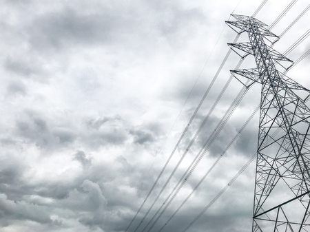 High power pylons and natural green with clear skies.の写真素材