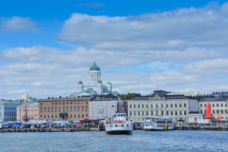 View from the water on a marina Finnish capital Helsinki の写真素材