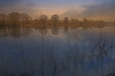 Season of rising water levels in rivers and reservoirs of naturalの写真素材