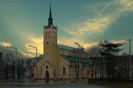 Wet Street In Tallinnの写真素材