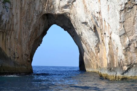 Arch Rock cliffs in sea can be use as background for text, PF ...の写真素材