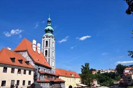 Cesky Krumlov, Czech republic - July 9, 2015: Ex â church of saint Jostのeditorial素材