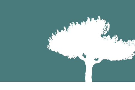 White tree silhouette on indigo backgroundの写真素材
