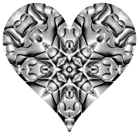 Abstract metal silver grey heart decorationの写真素材
