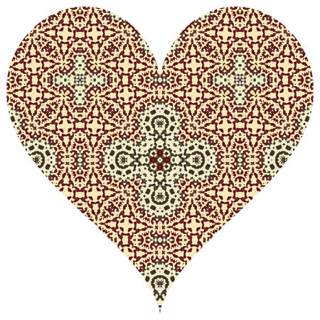 Ornamental boho big heart on white backgroundの写真素材