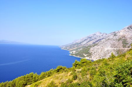 View from Biokovo mountain with Adriatic sea, Dalmatia, Croatiaの写真素材
