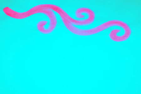 Bright neon turquoise and pink curly wavy line ornate ornament background
