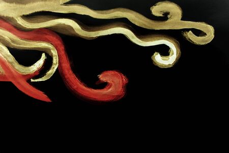 Dark unusual hand-drawn empty and decorated wavy curves lines backgroundの写真素材
