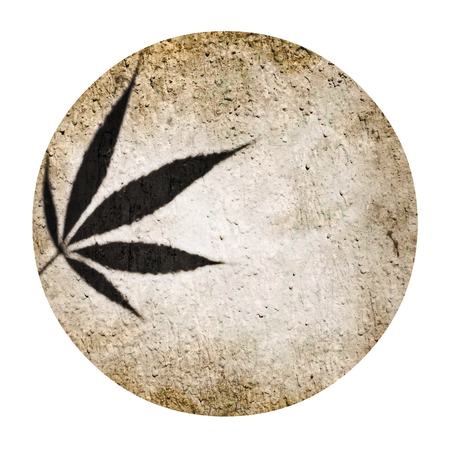Round marijuana shadow silhouette and grunge beige  round circle backgroundの写真素材