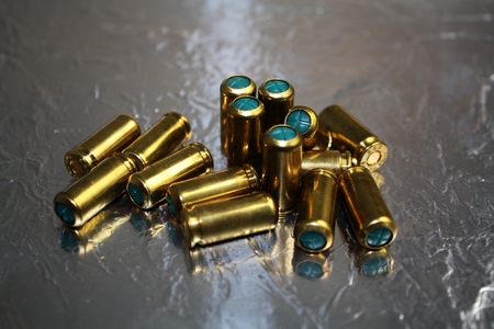 Green brass blindly blind munition hubsの写真素材