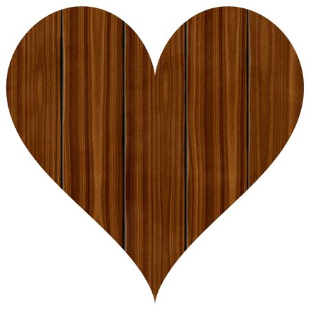 Wooden planks heart shape on white backgroundの写真素材