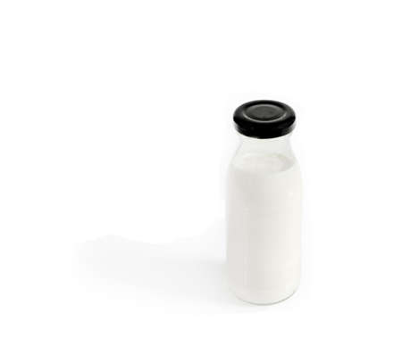 bottle of milk on white backgroundの写真素材