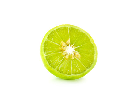 lime green slice on white background