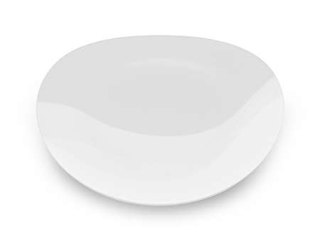 empty plate isolated on white backgroundの写真素材