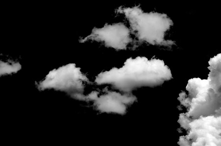 white Clouds on black background.
