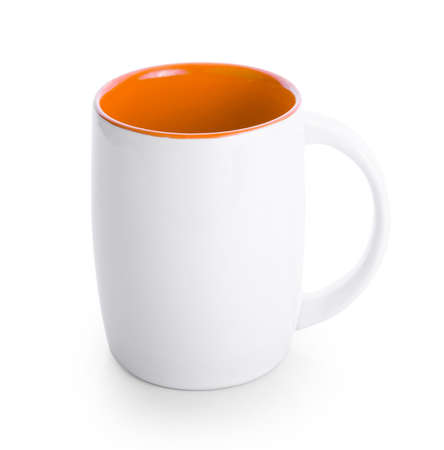 white ceramic cup on white backgroundの写真素材
