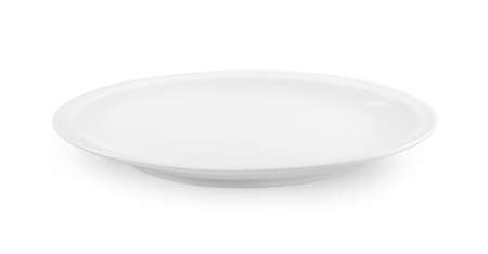 empty white plate on white background.の写真素材