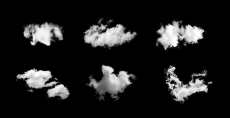 Cloud collection isolated on black background.の写真素材