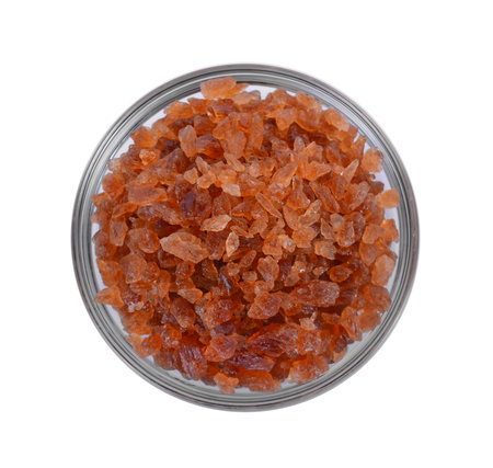 rock sugar in bowl on white background.の写真素材