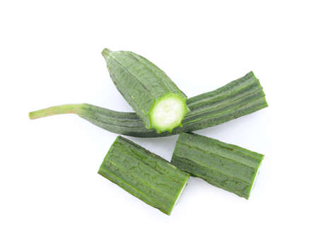 Luffa acutangula on white backgroundの写真素材