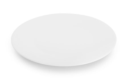 empty white plate isolated on white backgroundの写真素材