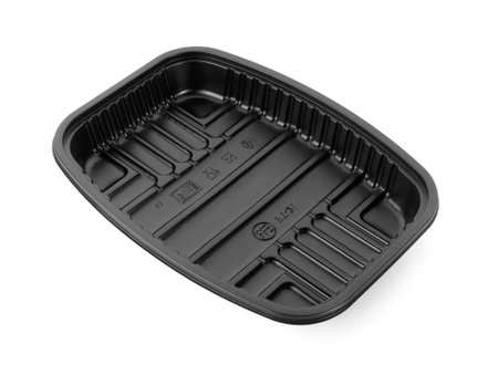 plastic empty bowl on white backgroundの写真素材