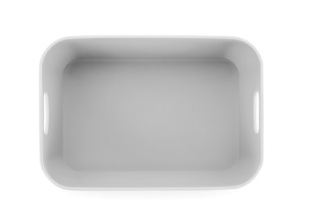 plastic empty bowl on white backgroundの写真素材