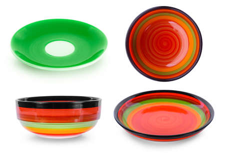 set of color plate on white backgroundの写真素材