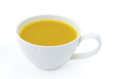 Pumpkin juice on white backgroundの写真素材