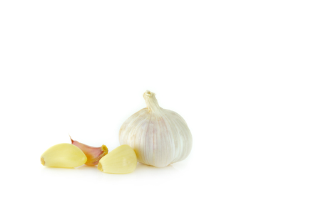 garlic on white backgroundの写真素材