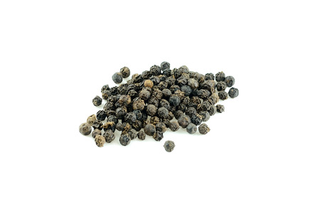 black pepper on white backgroundの写真素材
