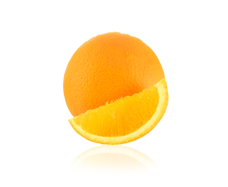 Orange slice isolated on whiteの写真素材