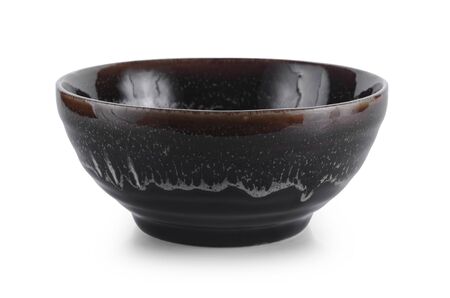 empty ceramic bowl on white backgroundの写真素材