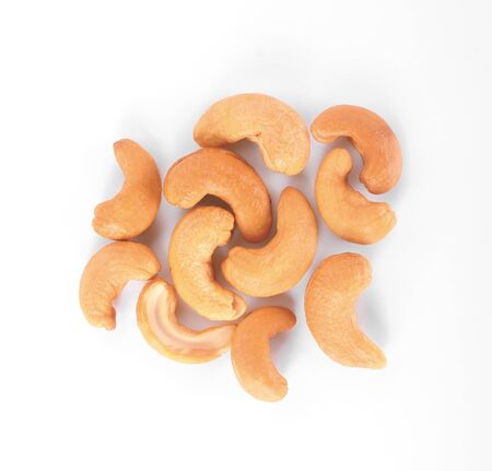 cashew nut isolated on white backgroundの写真素材