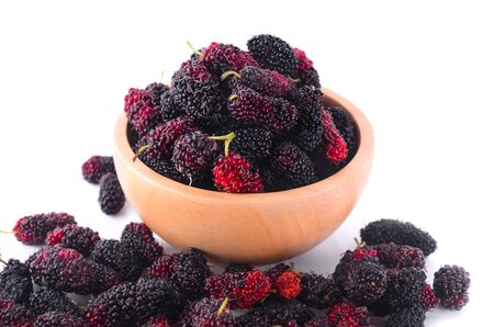 Mulberry berry isolated on white background.の写真素材