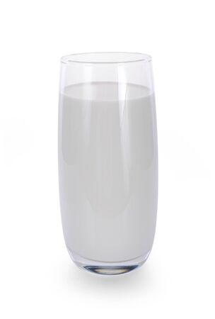 glass of milk on white backgroundの写真素材