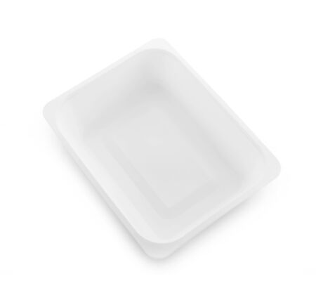 plastic empty bowl on white backgroundの写真素材