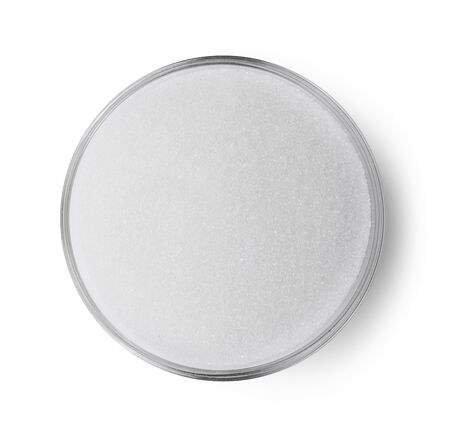 topview sugar bowl isolated on white background.の写真素材