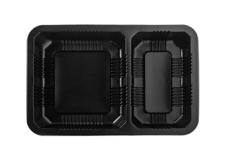 plastic empty plate on white backgroundの写真素材