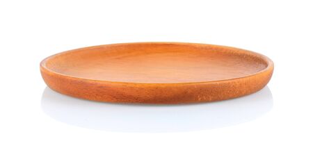 wood plate on white background.の写真素材
