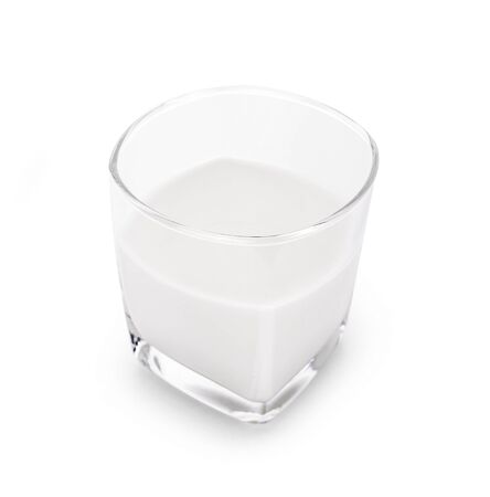 glass of milk on white backgroundの写真素材