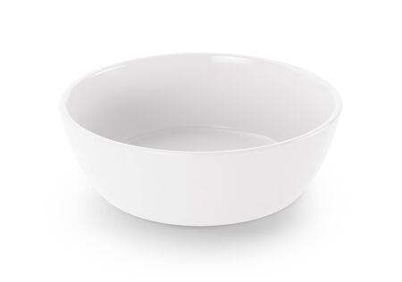 empty white bowl isolated on white backgroundの写真素材
