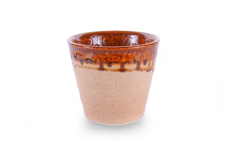 vintage ceramic cup on white backgroundの写真素材