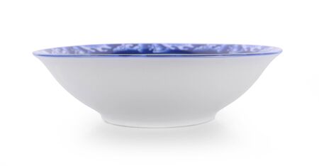 blue bowl isolated on white backgroundの写真素材