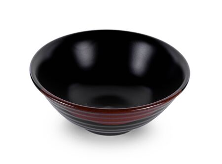 black bowl isolated on white backgroundの写真素材