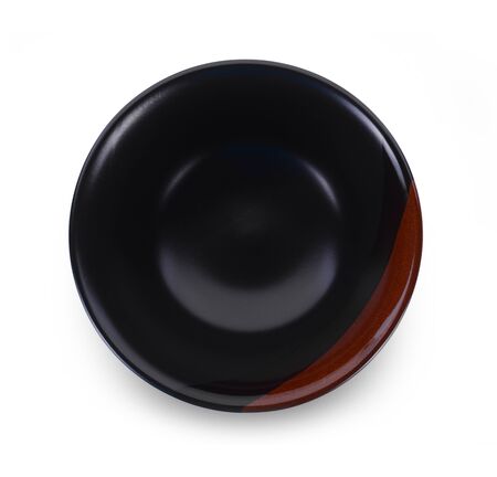 topview empty bowl on white backgroundの写真素材