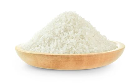 rice grains isolated on white backgroundの写真素材