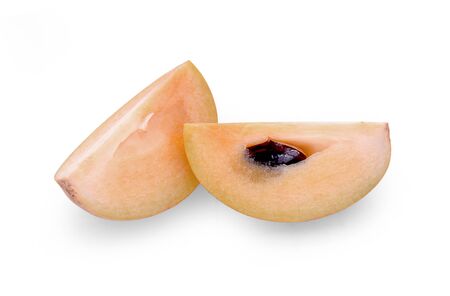 Sapodilla isolated on white backgroundの写真素材